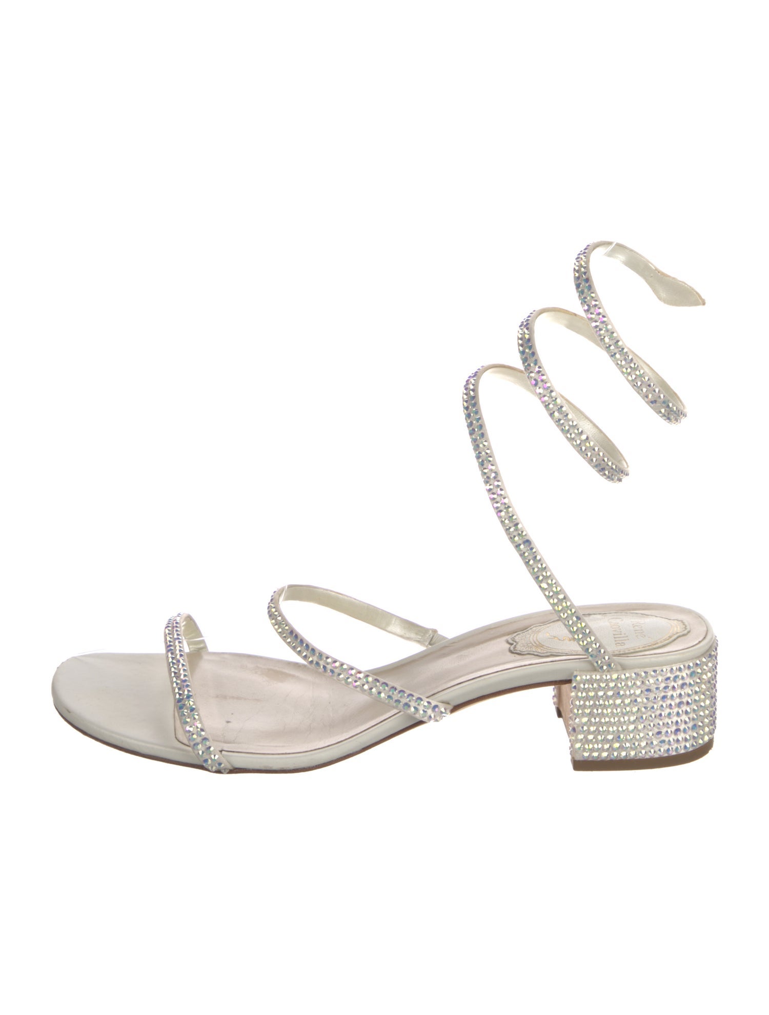 René Caovilla Leather Crystal Embellishments Sandals