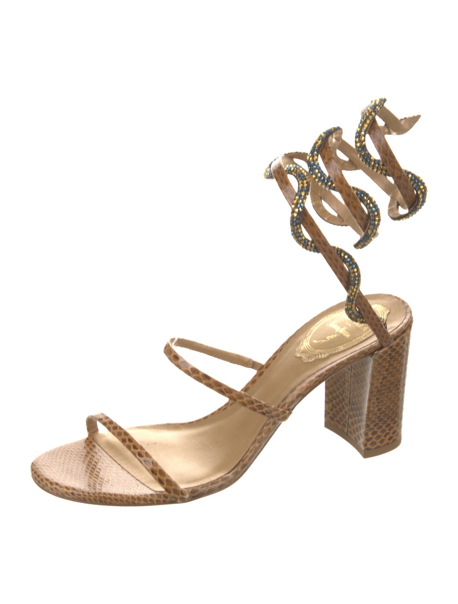 René Caovilla Snakeskin Sandals w/ Tags