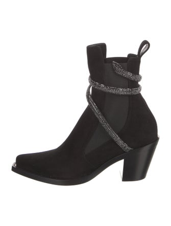 René Caovilla Suede Crystal Embellishments Sock Boots