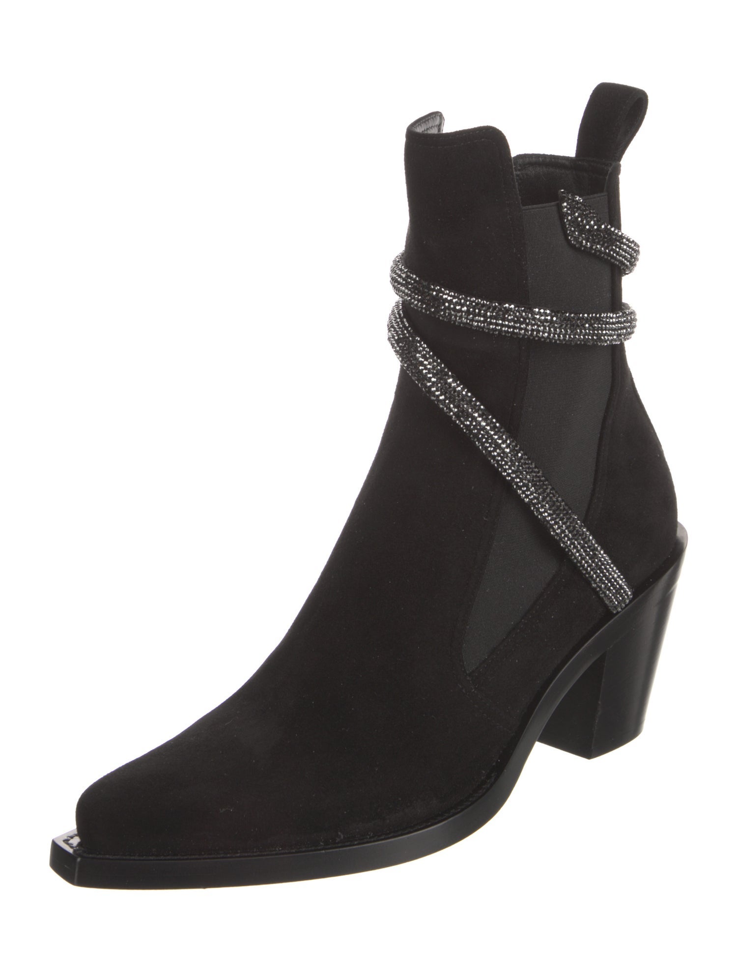 René Caovilla Suede Crystal Embellishments Sock Boots