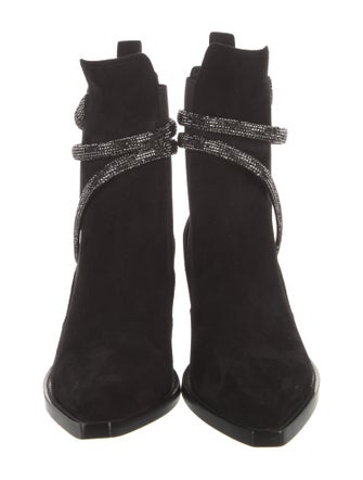René Caovilla Suede Crystal Embellishments Sock Boots