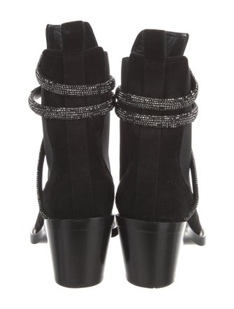 René Caovilla Suede Crystal Embellishments Sock Boots
