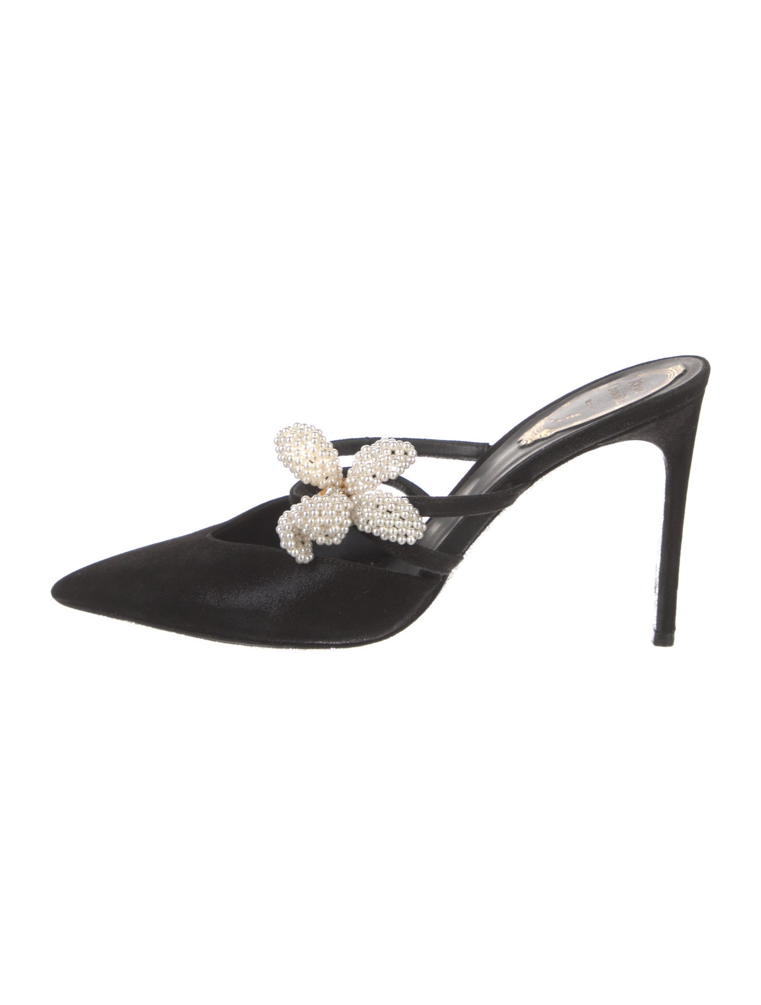 René Caovilla Suede Glitter Accents Mules