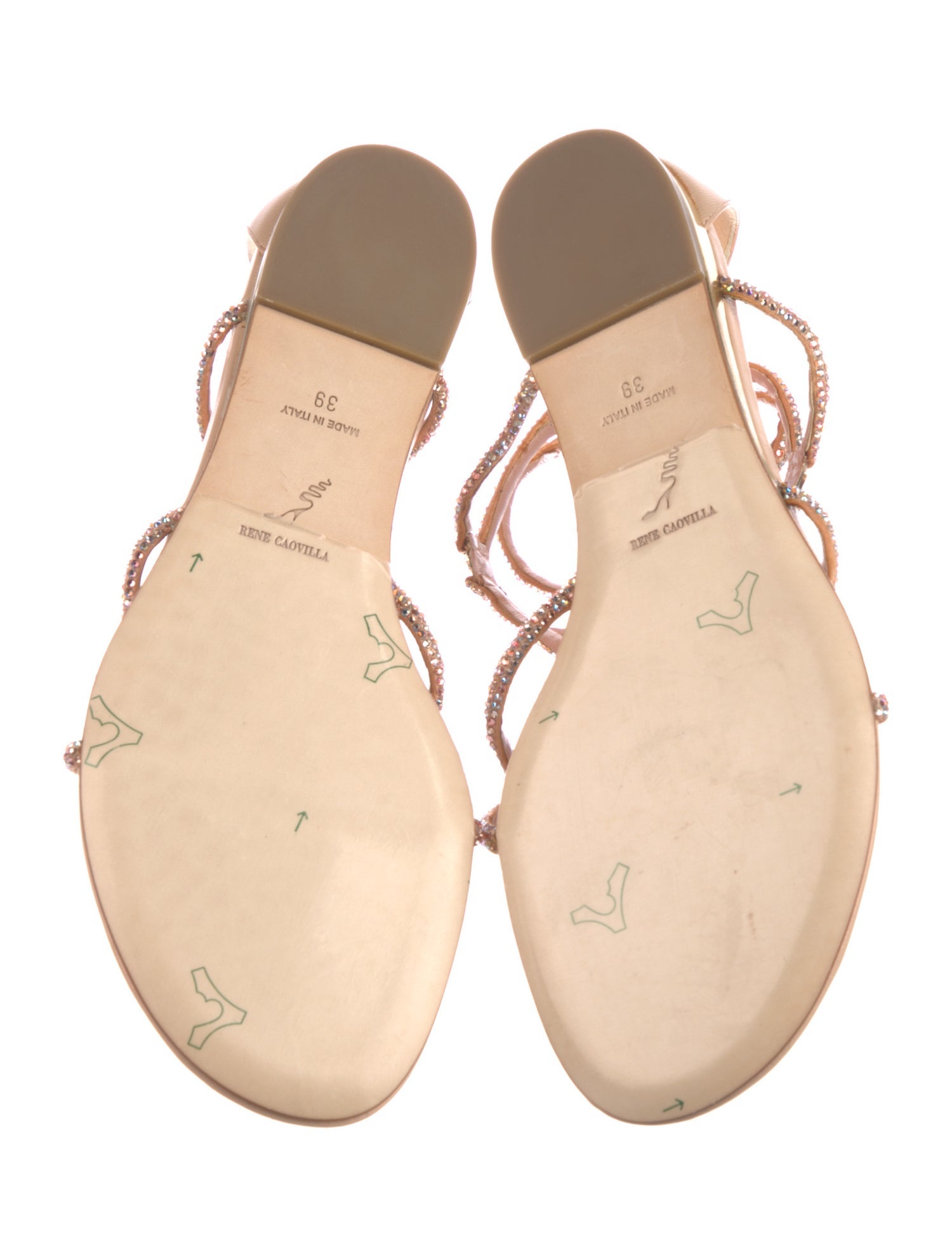 René Caovilla Leather Crystal Embellishments Gladiator Sandals