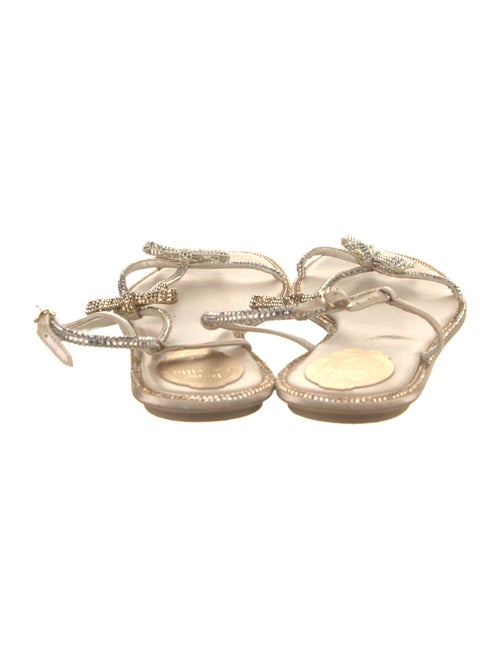 René Caovilla Leather Crystal Embellishments T-Strap Sandals