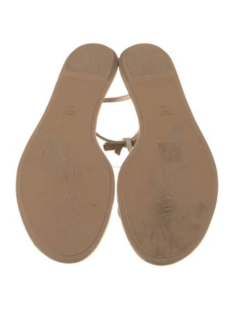 René Caovilla Leather Crystal Embellishments T-Strap Sandals