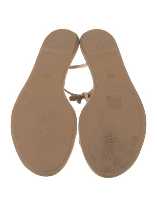 René Caovilla Leather Crystal Embellishments T-Strap Sandals