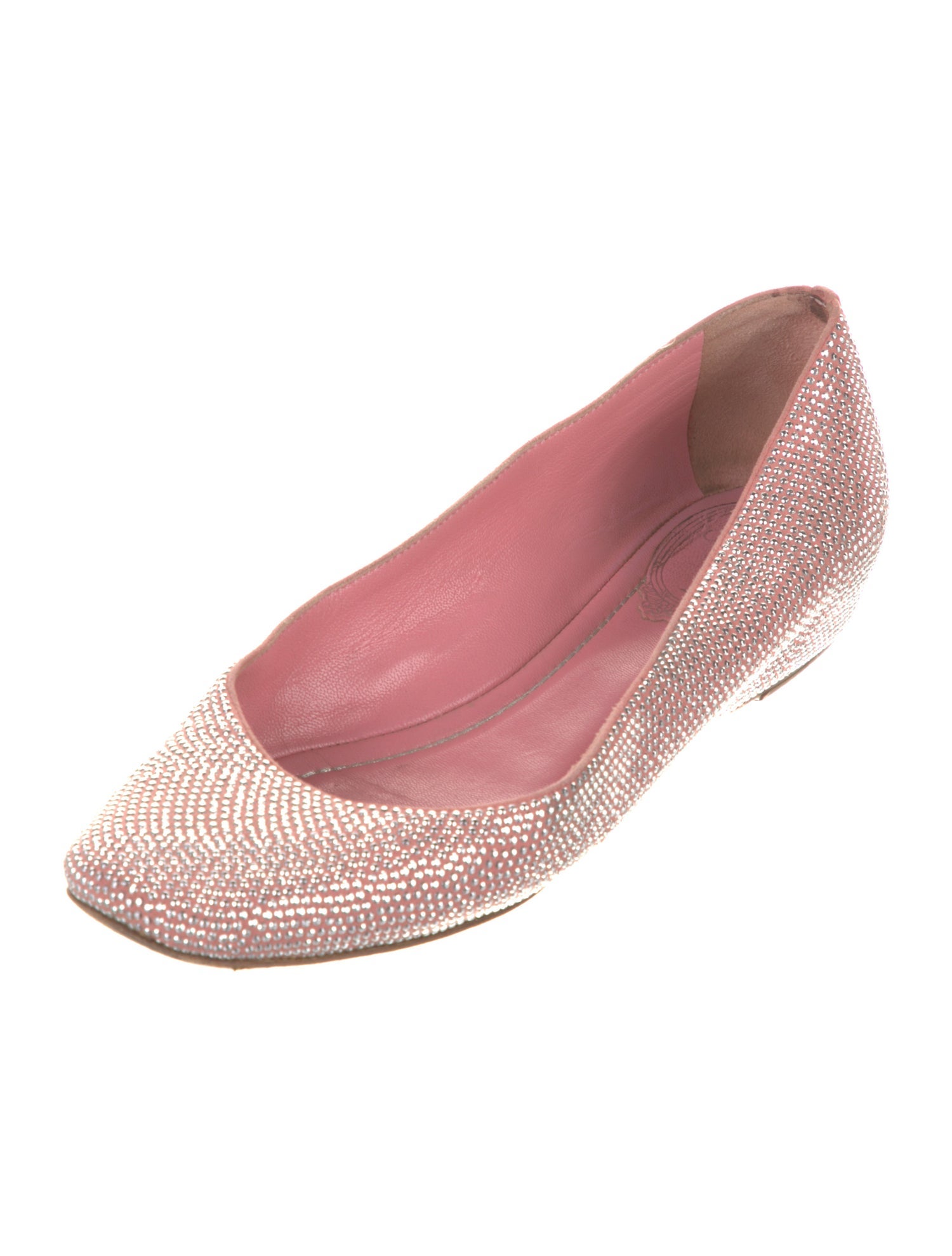 René Caovilla Suede Crystal Embellishments Ballet Flats