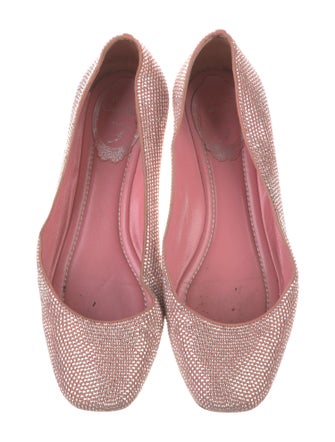 René Caovilla Suede Crystal Embellishments Ballet Flats
