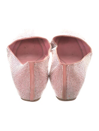René Caovilla Suede Crystal Embellishments Ballet Flats