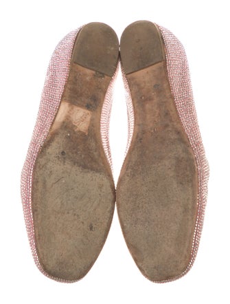 René Caovilla Suede Crystal Embellishments Ballet Flats
