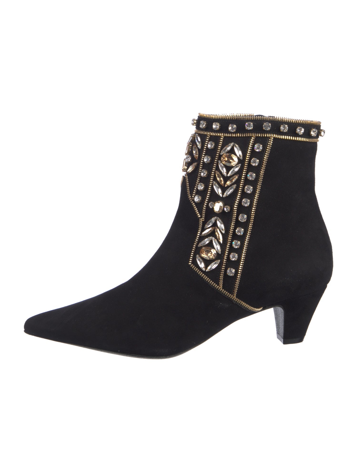 René Caovilla Suede Crystal Embellishments Boots