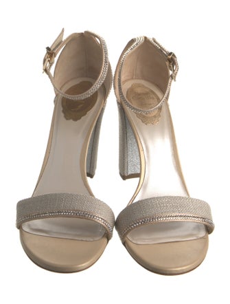 René Caovilla Canvas Crystal Embellishments Sandals