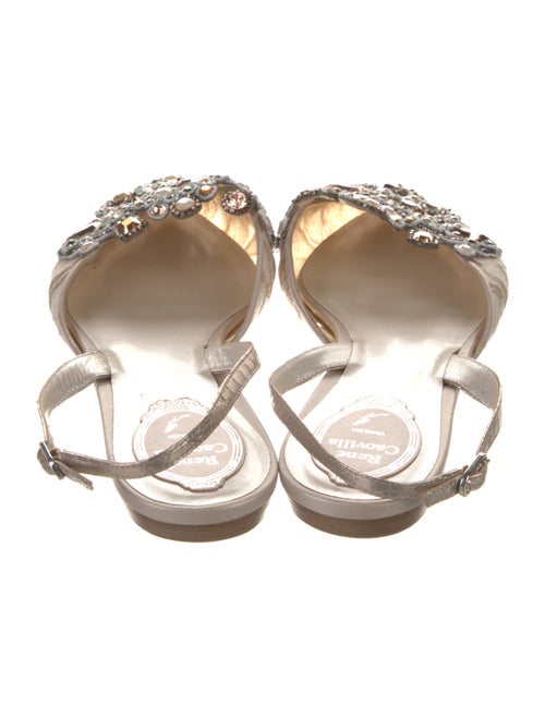 René Caovilla Lace Pattern Crystal Embellishments Slingback Flats