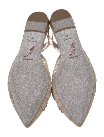 René Caovilla Lace Pattern Crystal Embellishments Slingback Flats