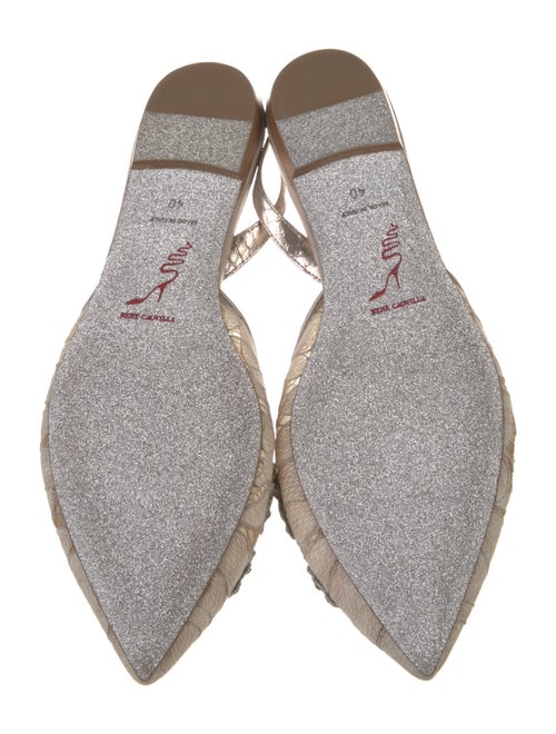 René Caovilla Lace Pattern Crystal Embellishments Slingback Flats