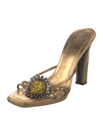 René Caovilla Leather Slides