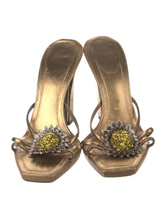 René Caovilla Leather Slides