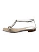 René Caovilla Leather Crystal Embellishments T-Strap Sandals