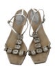 René Caovilla Leather Crystal Embellishments T-Strap Sandals