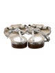 René Caovilla Leather Crystal Embellishments T-Strap Sandals