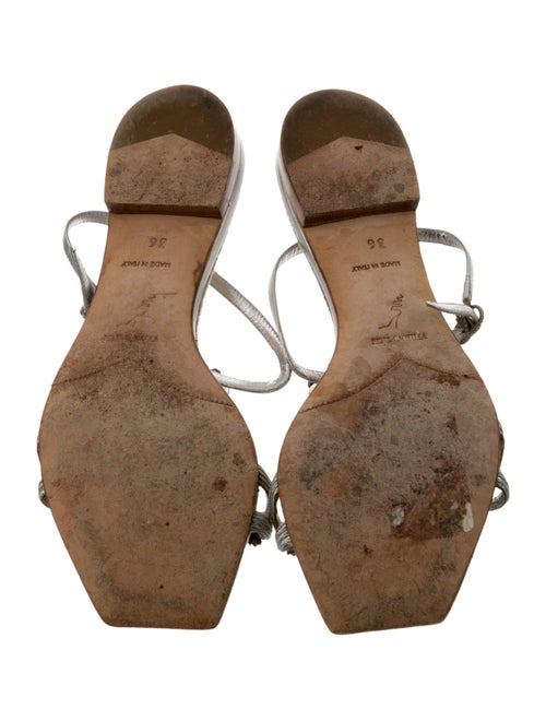 René Caovilla Leather Crystal Embellishments T-Strap Sandals