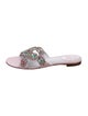 René Caovilla Leather Crystal Embellishments Slides