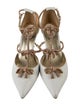 René Caovilla Canvas Crystal Embellishments T-Strap Pumps
