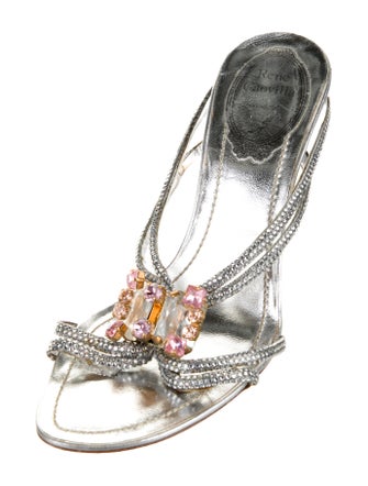 René Caovilla Leather Slides