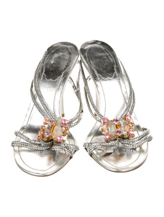 René Caovilla Leather Slides