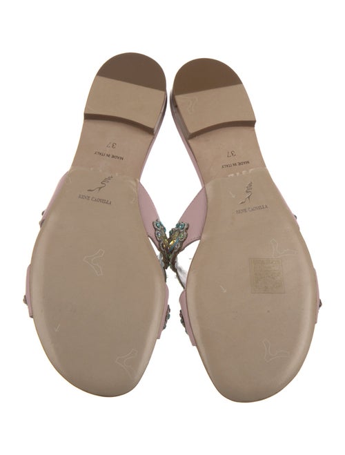 René Caovilla Leather Crystal Embellishments Slides