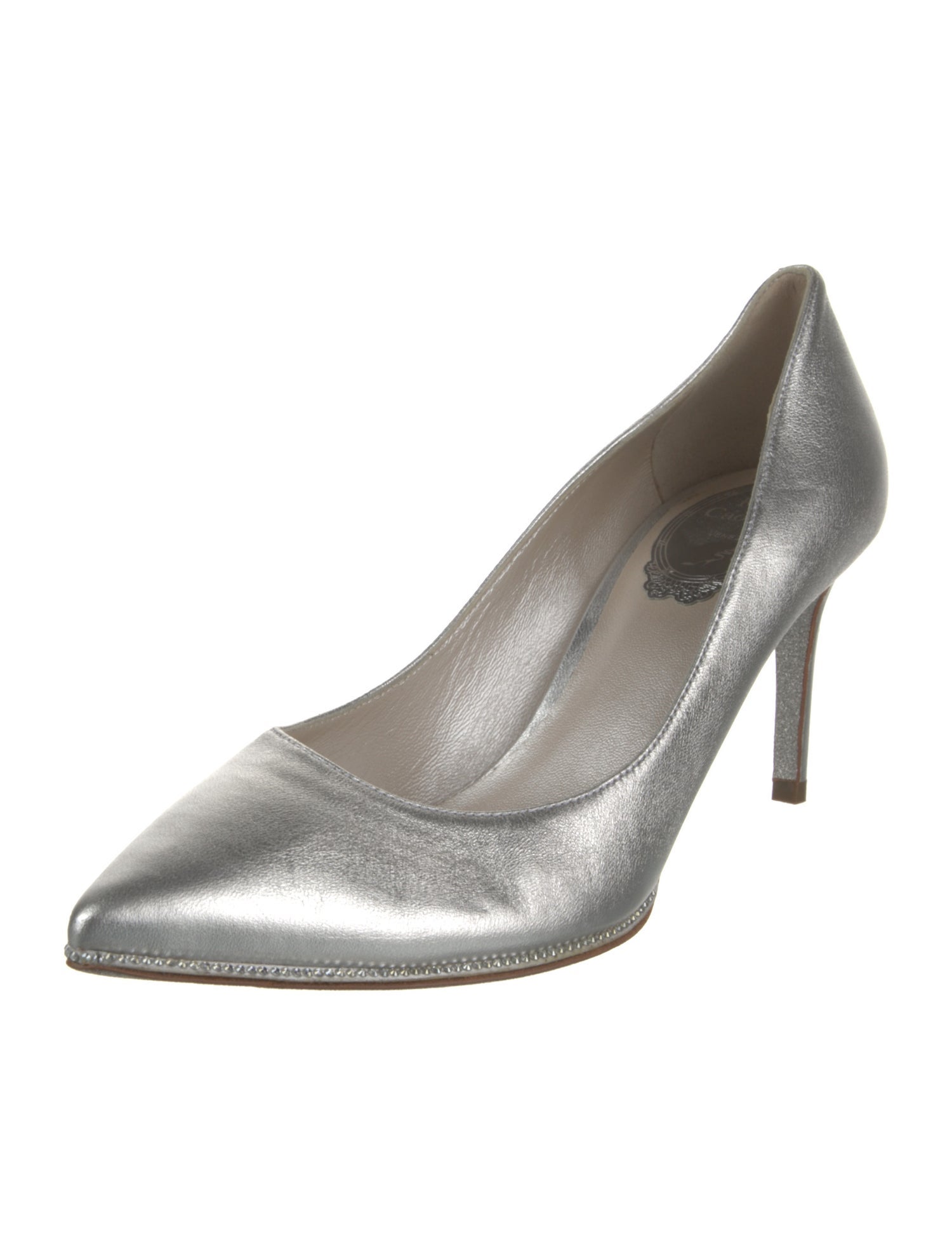 René Caovilla Satin Crystal Embellishments Pumps