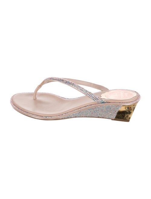 René Caovilla Satin Crystal Embellishments Slides