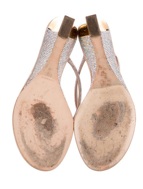 René Caovilla Satin Crystal Embellishments Slides