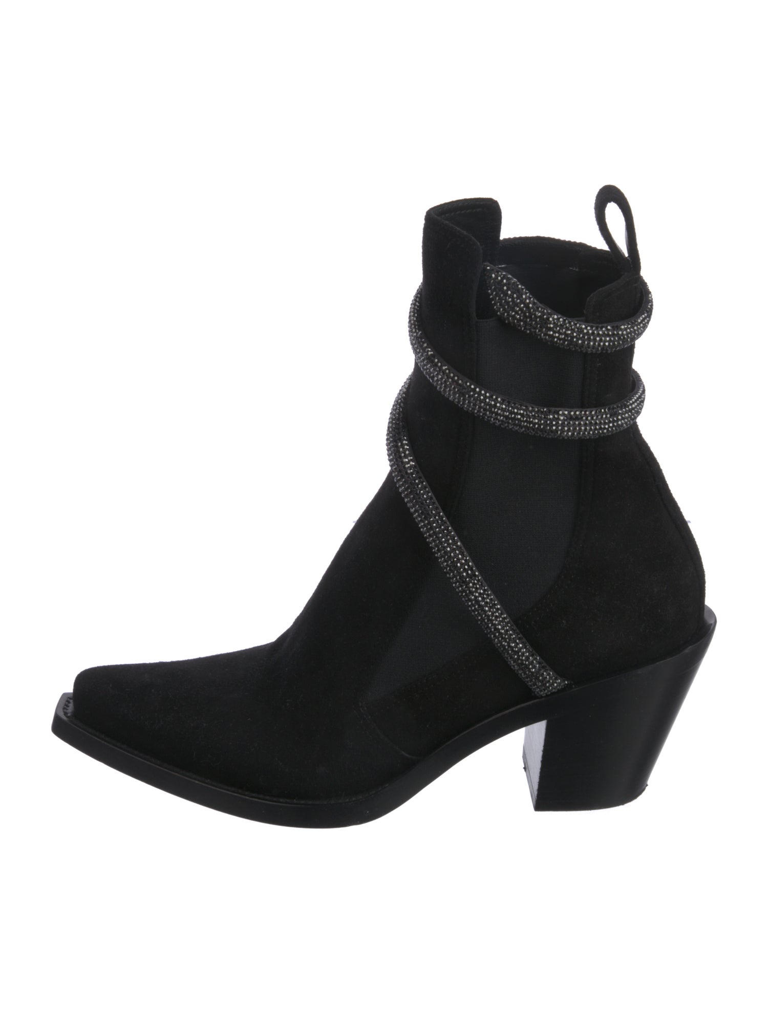 René Caovilla Suede Crystal Embellishments Western Boots