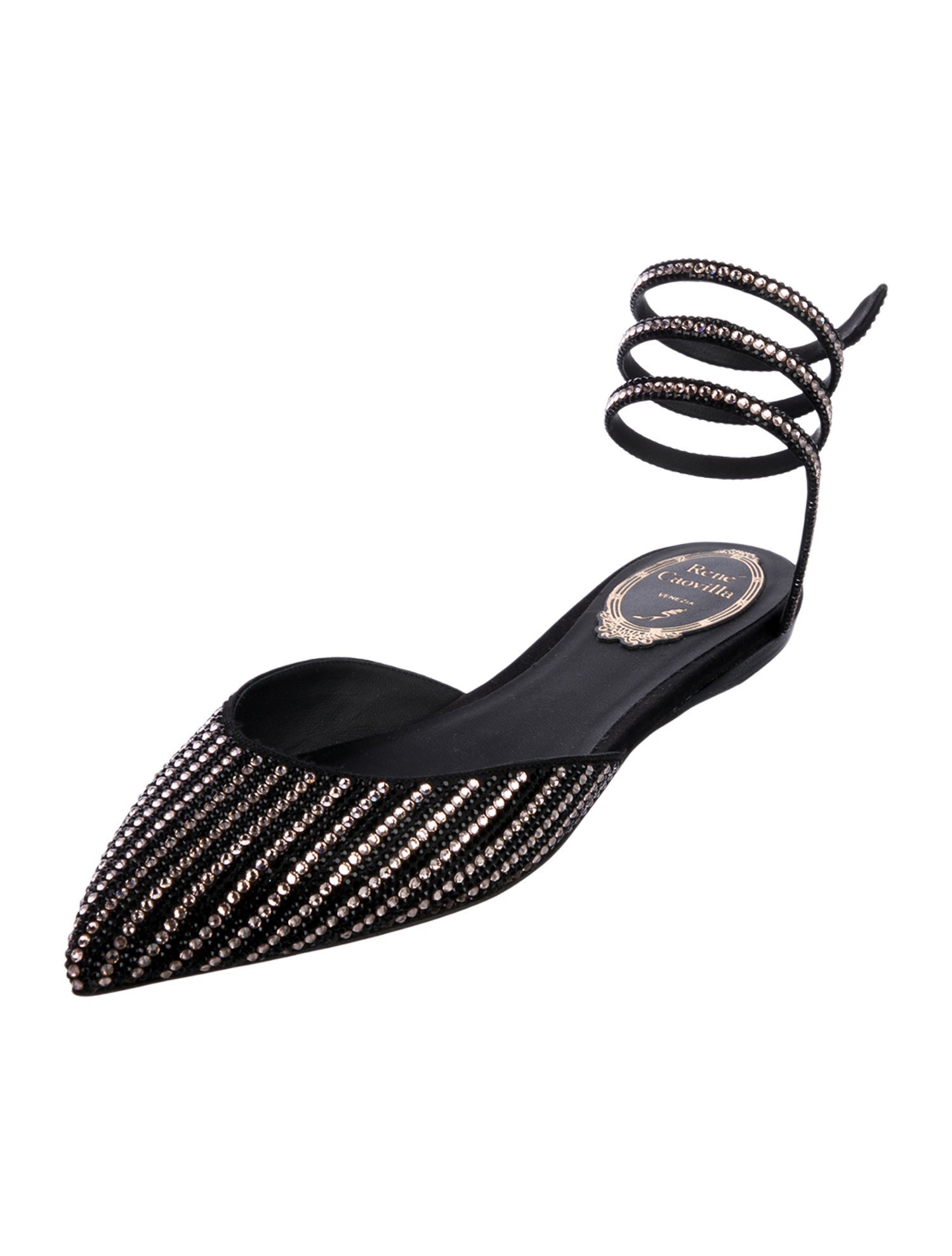 René Caovilla Leather Mules