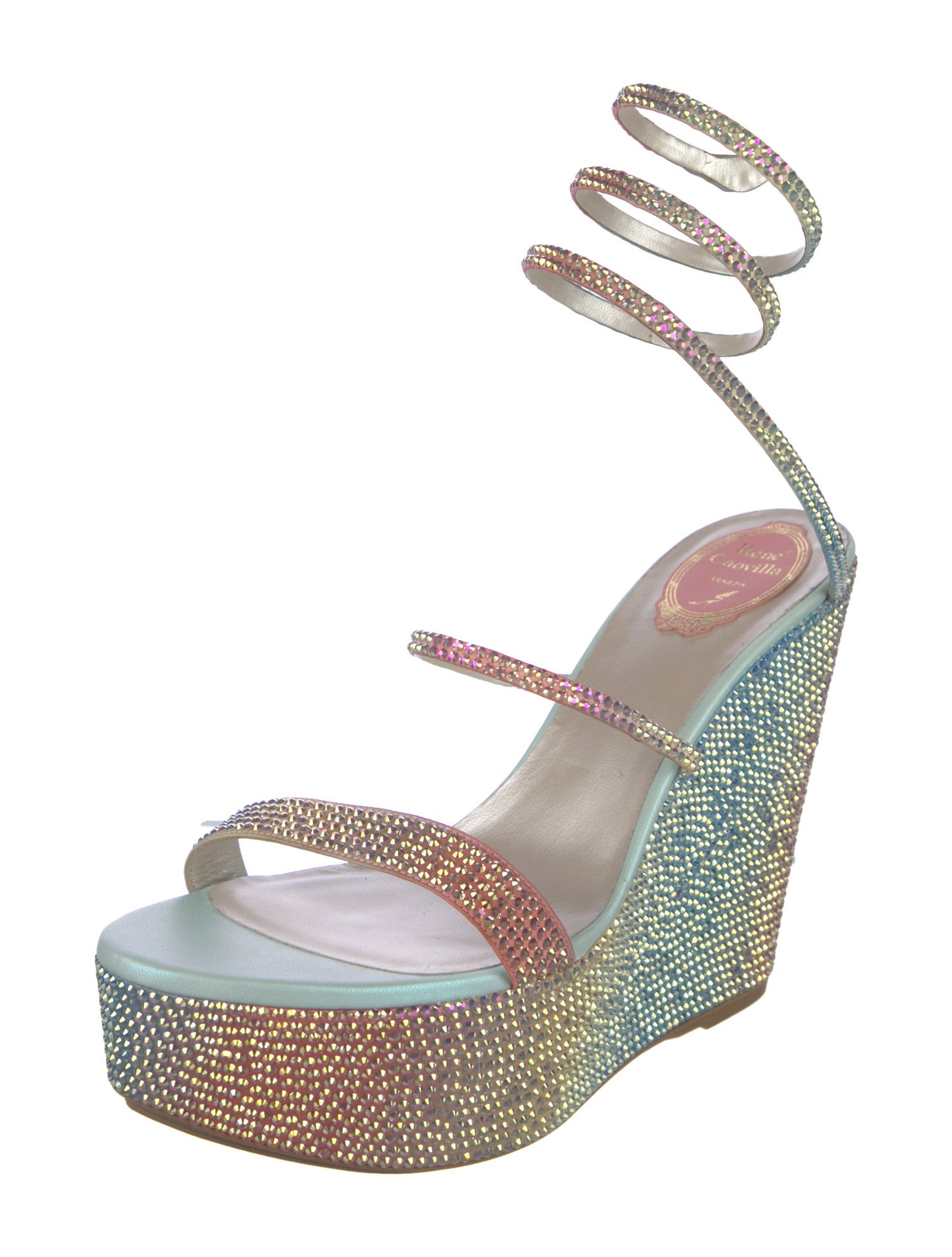 René Caovilla Colorblock Pattern Sandals