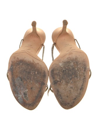 René Caovilla Satin Crystal Embellishments Slides