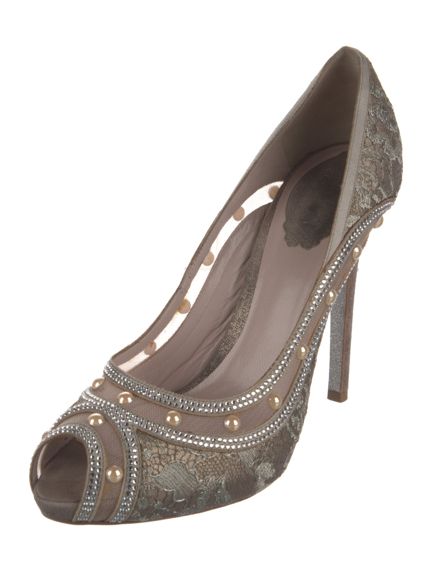 René Caovilla Crystal Embellishments Pumps