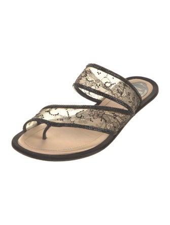 René Caovilla Lace Lace Pattern Slides