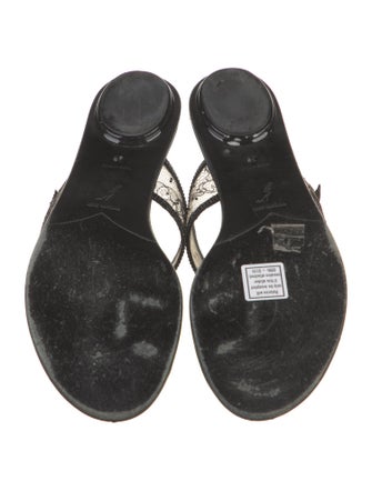 René Caovilla Lace Lace Pattern Slides