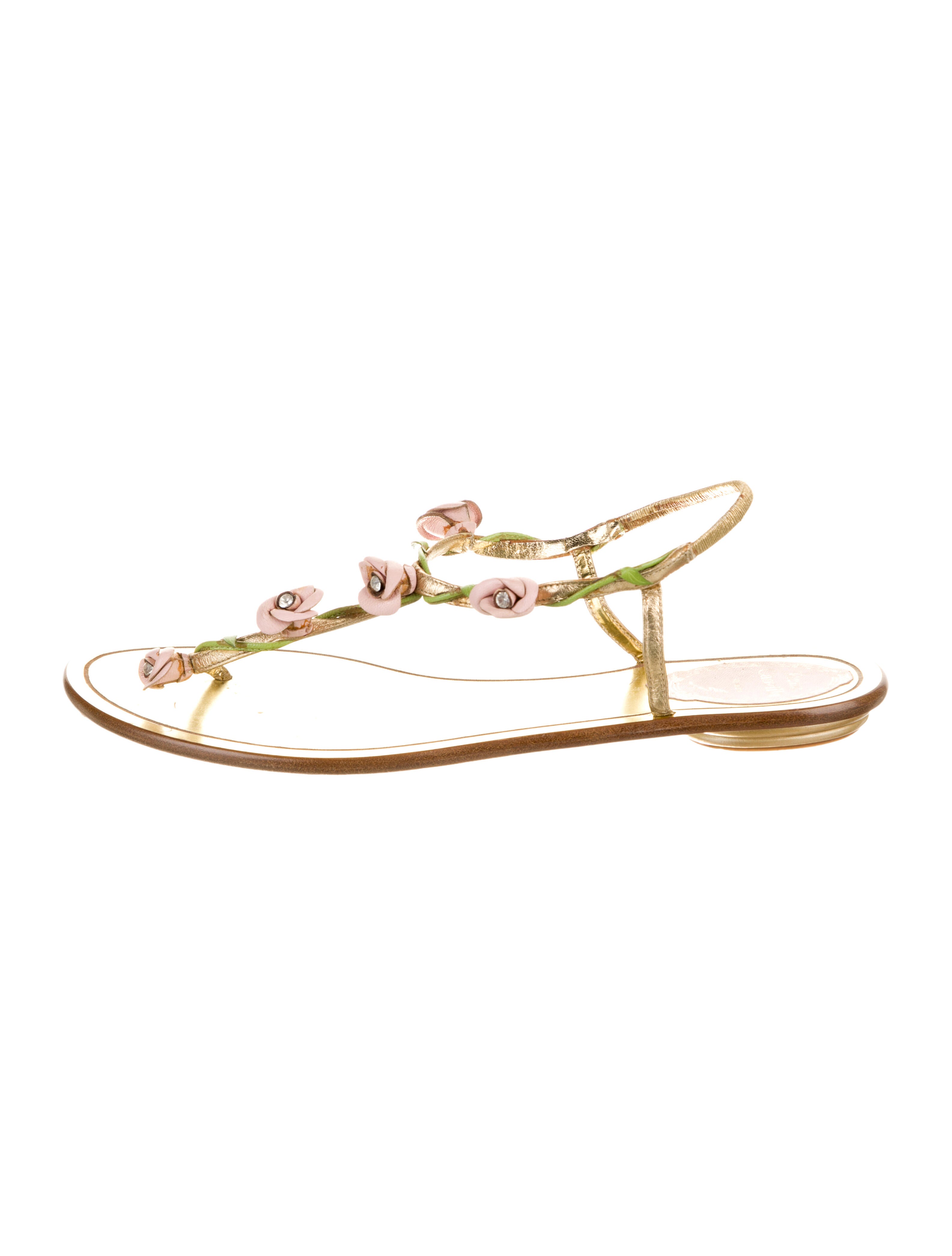 René Caovilla Leather Slingback Sandals