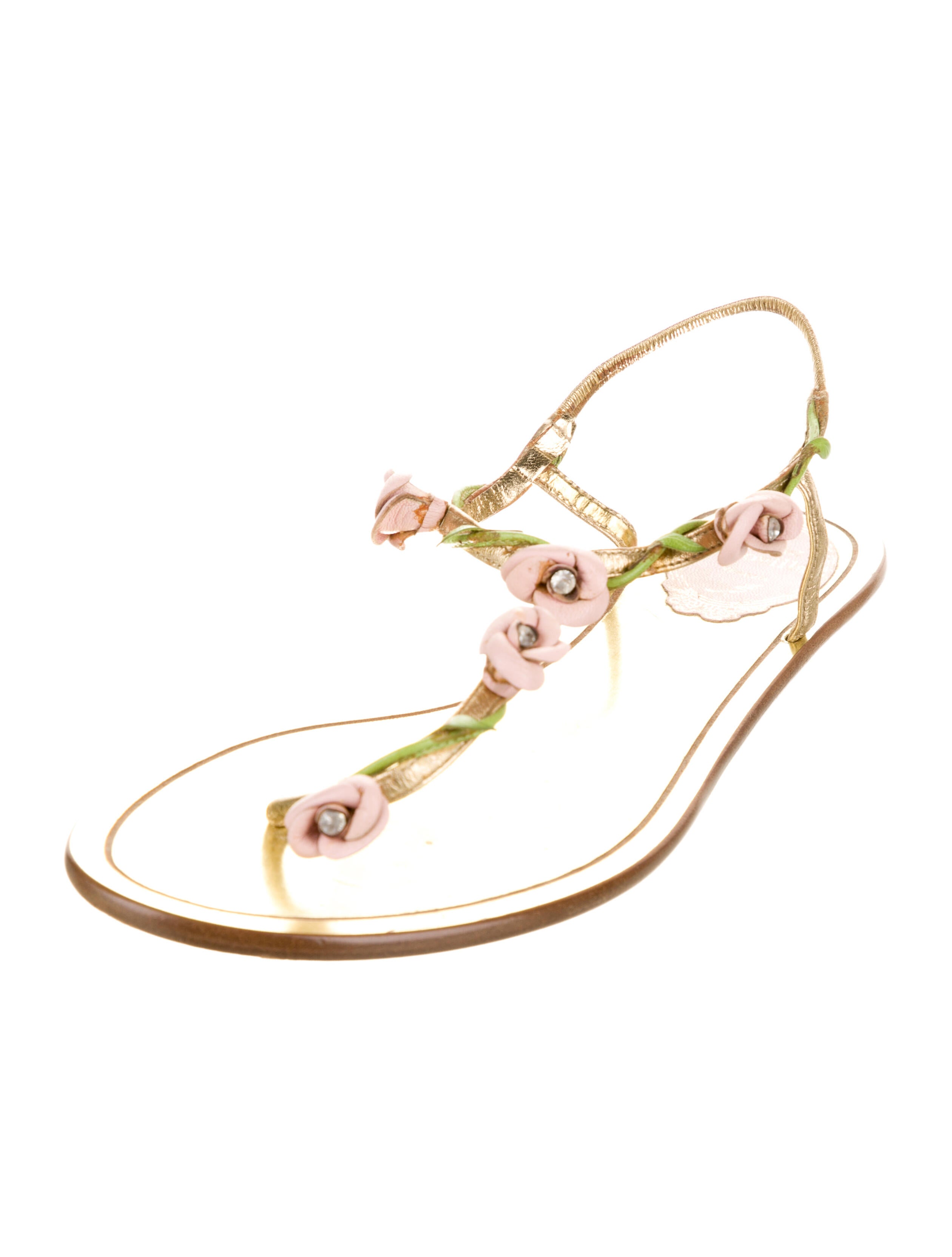 René Caovilla Leather Slingback Sandals