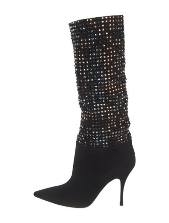 René Caovilla Suede Crystal Embellishments Boots