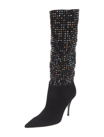 René Caovilla Suede Crystal Embellishments Boots