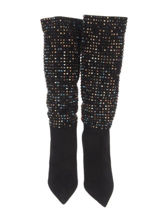René Caovilla Suede Crystal Embellishments Boots