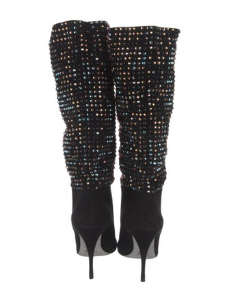 René Caovilla Suede Crystal Embellishments Boots
