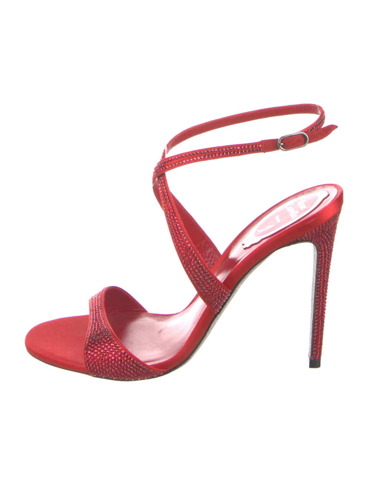 René Caovilla Satin Glitter Accents Sandals