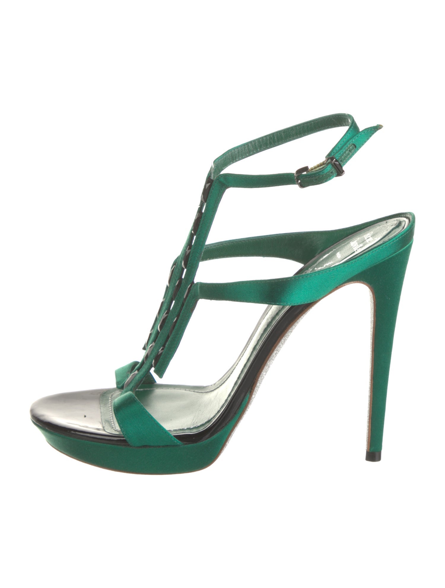 René Caovilla Satin T-Strap Sandals