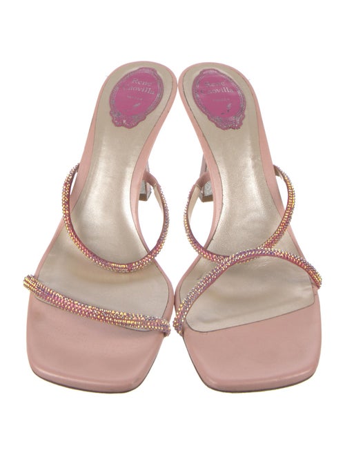 René Caovilla Leather Crystal Embellishments Slides